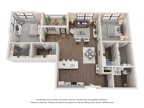 The Grande Jatte 2 Bedroom Apartment Floor Plan at Residences at Topiary Park